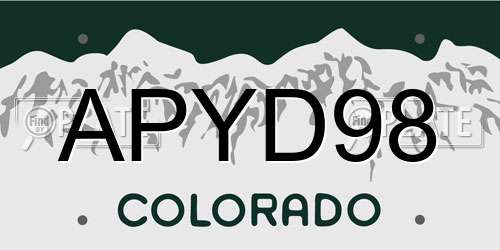 APYD98 Colorado License Plate