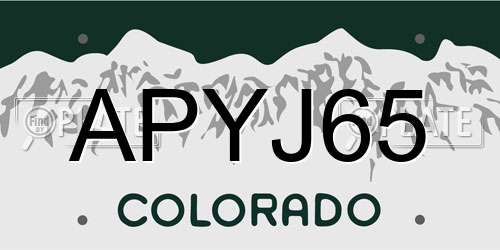 APYJ65 Colorado License Plate