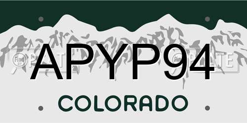 APYP94 Colorado License Plate