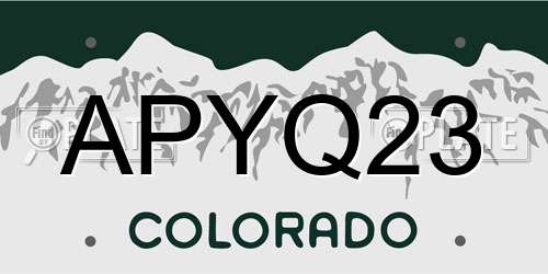 APYQ23 Colorado License Plate