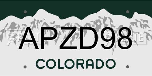 APZD98 Colorado License Plate
