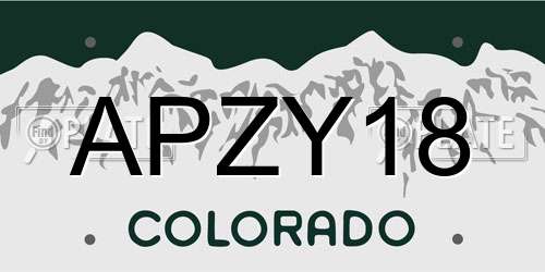 APZY18 Colorado License Plate