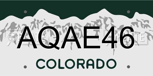 AQAE46 Colorado License Plate