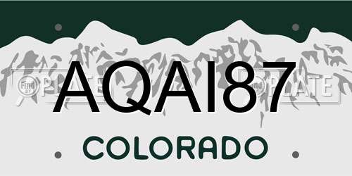 AQAI87 Colorado License Plate