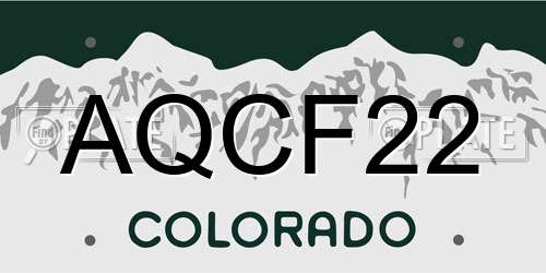 AQCF22 Colorado License Plate
