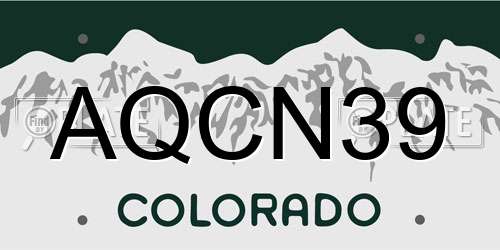 AQCN39 Colorado License Plate