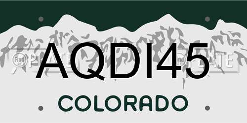 AQDI45 Colorado License Plate