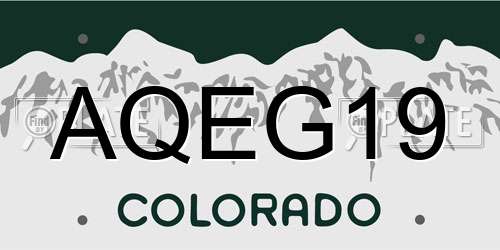AQEG19 Colorado License Plate