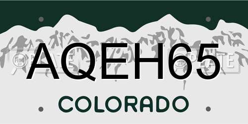 AQEH65 Colorado License Plate