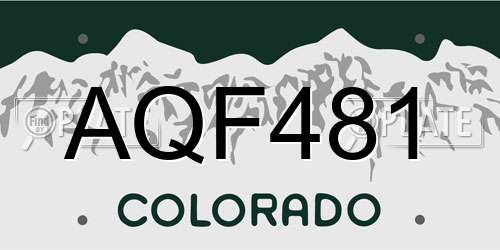 AQF481 Colorado License Plate