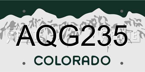 AQG235 Colorado License Plate