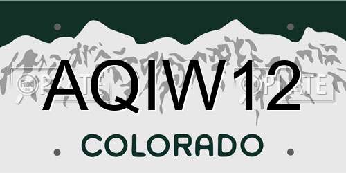 AQIW12 Colorado License Plate