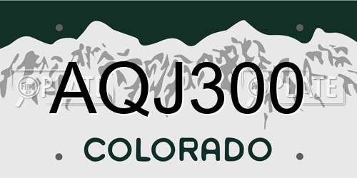 AQJ300 Colorado License Plate