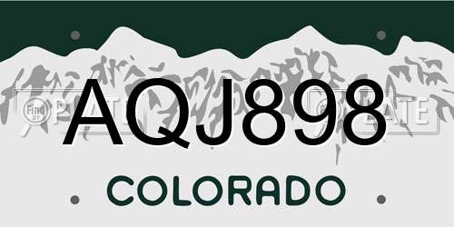 AQJ898 Colorado License Plate