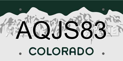 AQJS83 Colorado License Plate