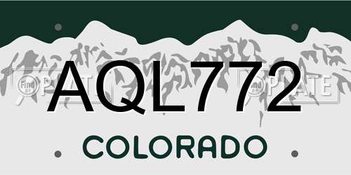 AQL772 Colorado License Plate
