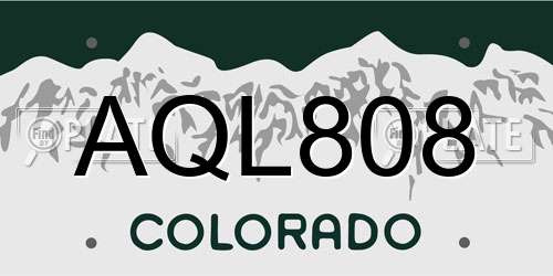 AQL808 Colorado License Plate