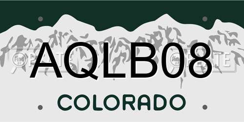 AQLB08 Colorado License Plate