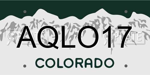 AQLO17 Colorado License Plate