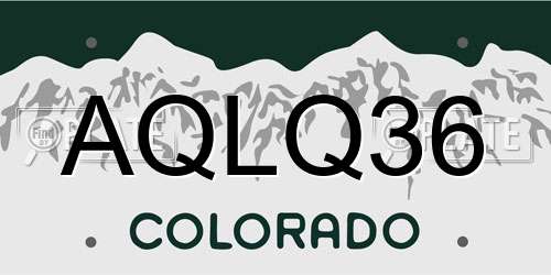 AQLQ36 Colorado License Plate