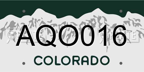 AQO016 Colorado License Plate