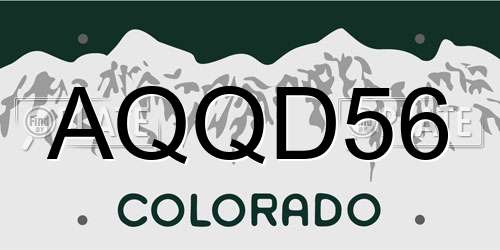 AQQD56 Colorado License Plate