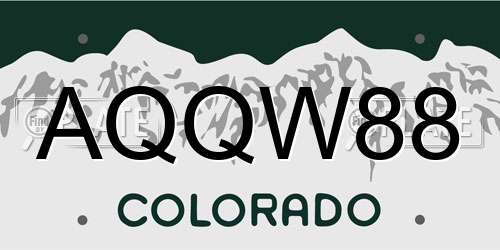 AQQW88 Colorado License Plate