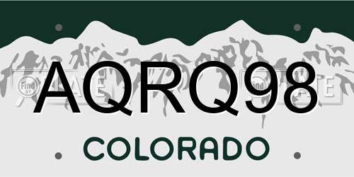 AQRQ98 Colorado License Plate