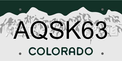 AQSK63 Colorado License Plate