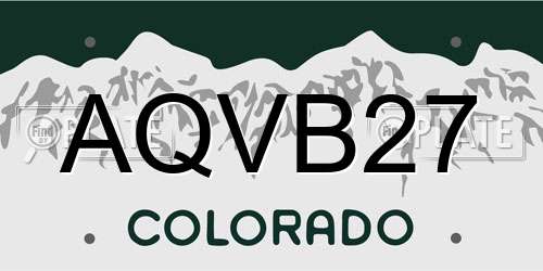 AQVB27 Colorado License Plate