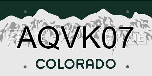 AQVK07 Colorado License Plate