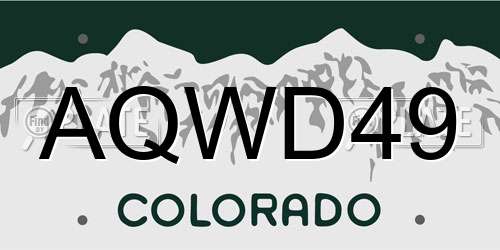 AQWD49 Colorado License Plate