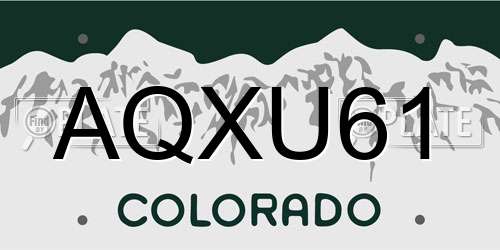 AQXU61 Colorado License Plate
