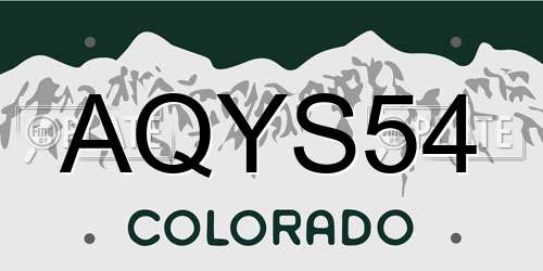 AQYS54 Colorado License Plate