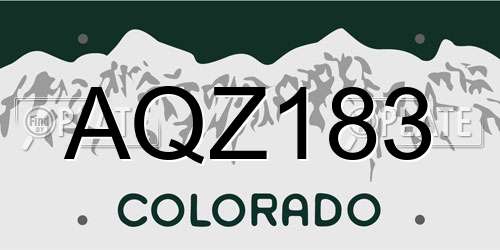 AQZ183 Colorado License Plate