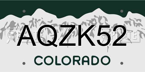 AQZK52 Colorado License Plate