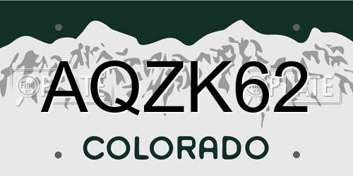 AQZK62 Colorado License Plate