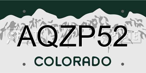 AQZP52 Colorado License Plate