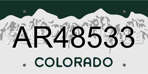 AR48533 Colorado License Plate