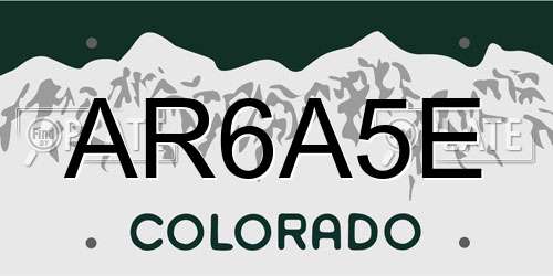AR6A5E Colorado License Plate