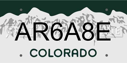 AR6A8E Colorado License Plate