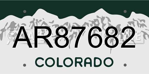 AR87682 Colorado License Plate