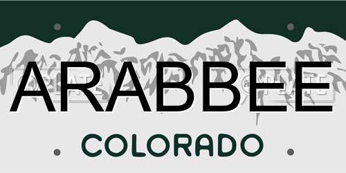 ARABBEE Colorado License Plate