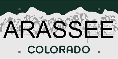 ARASSEE Colorado License Plate