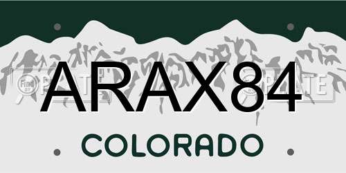 ARAX84 Colorado License Plate