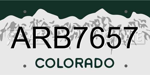 ARB7657 Colorado License Plate