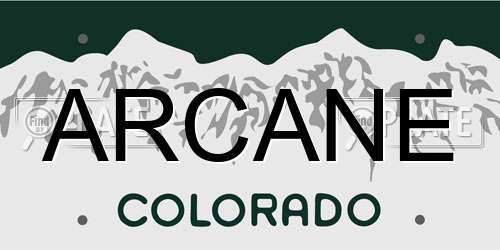 ARCANE Colorado License Plate