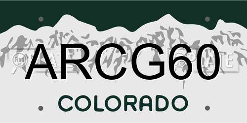 ARCG60 Colorado License Plate