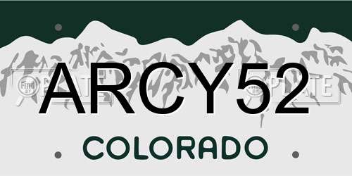 ARCY52 Colorado License Plate