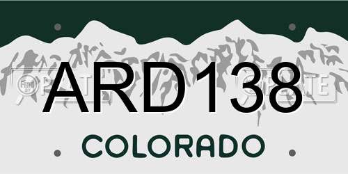 ARD138 Colorado License Plate